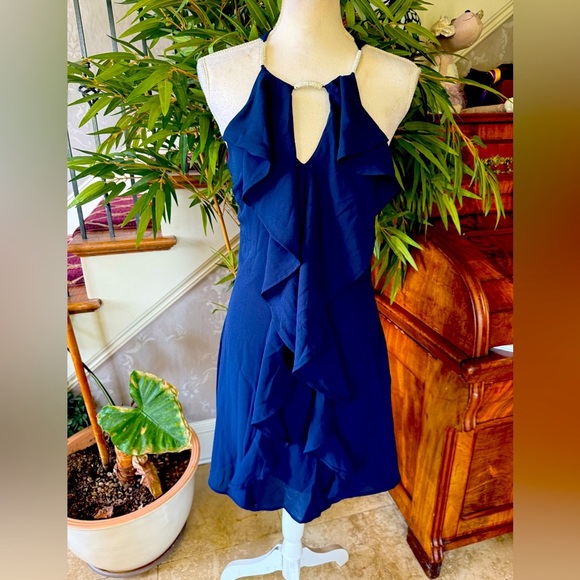 Venus Ladies size 6 sleeveless cocktail dress very good condition. Navy - Picture 3 of 11